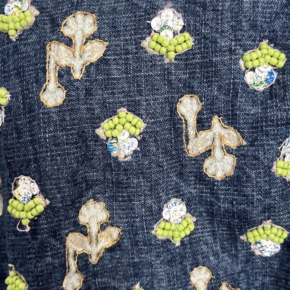 Anthropologie Pilcro Womens Aly Puff Sleeve Blouse Blue Denim Cotton Boho Top XL - Picture 9 of 16